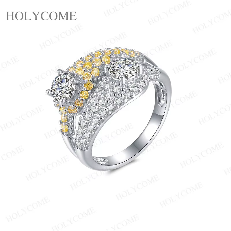 Bague Moissanite en argent Sterling 925 massif avec GRA VVS1, bijoux fins plaqués or, bague tendance