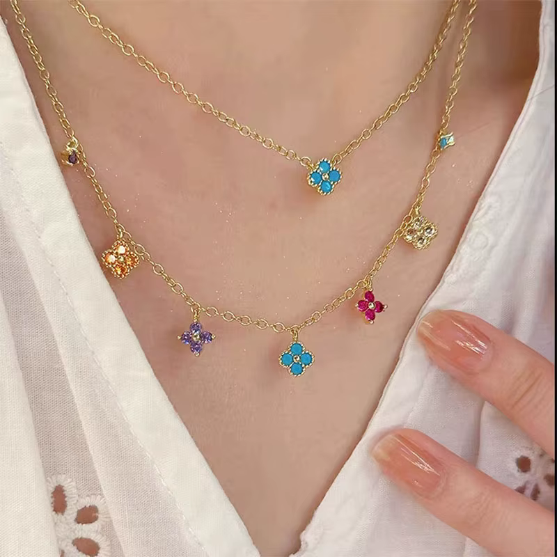 Collier avec pendentif trèfle porte-bonheur en argent Sterling 925 pour femmes, chaîne de clavicule