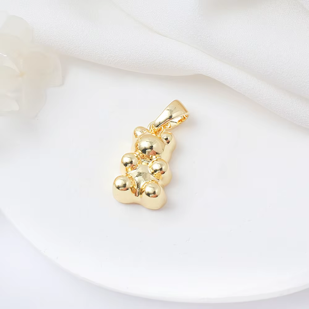 Pendentif GUNIBear en laiton avec bélière, micro pavé, ours animal en cone contre-indiqué, breloques