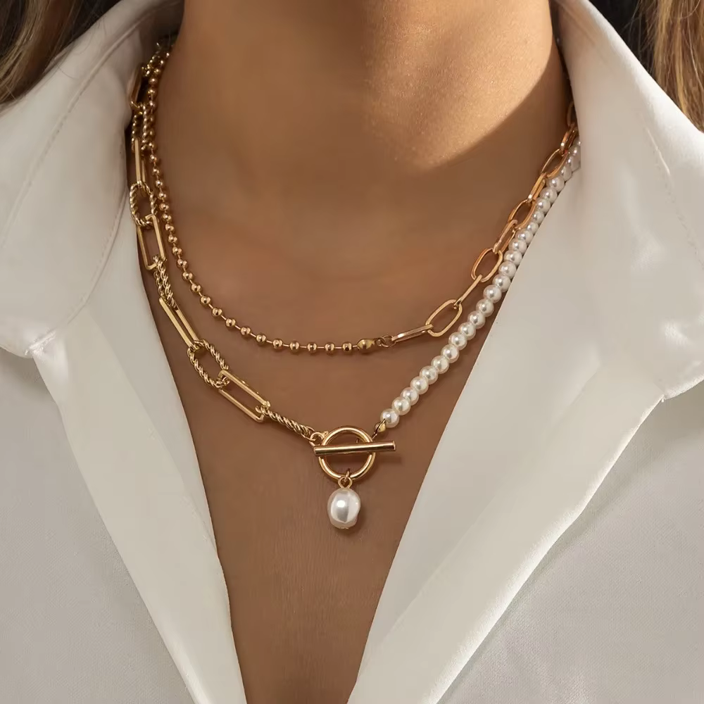 Collier de perles vintage pour femmes, plusieurs styles, pendentif en cristal multicouche, bijoux de