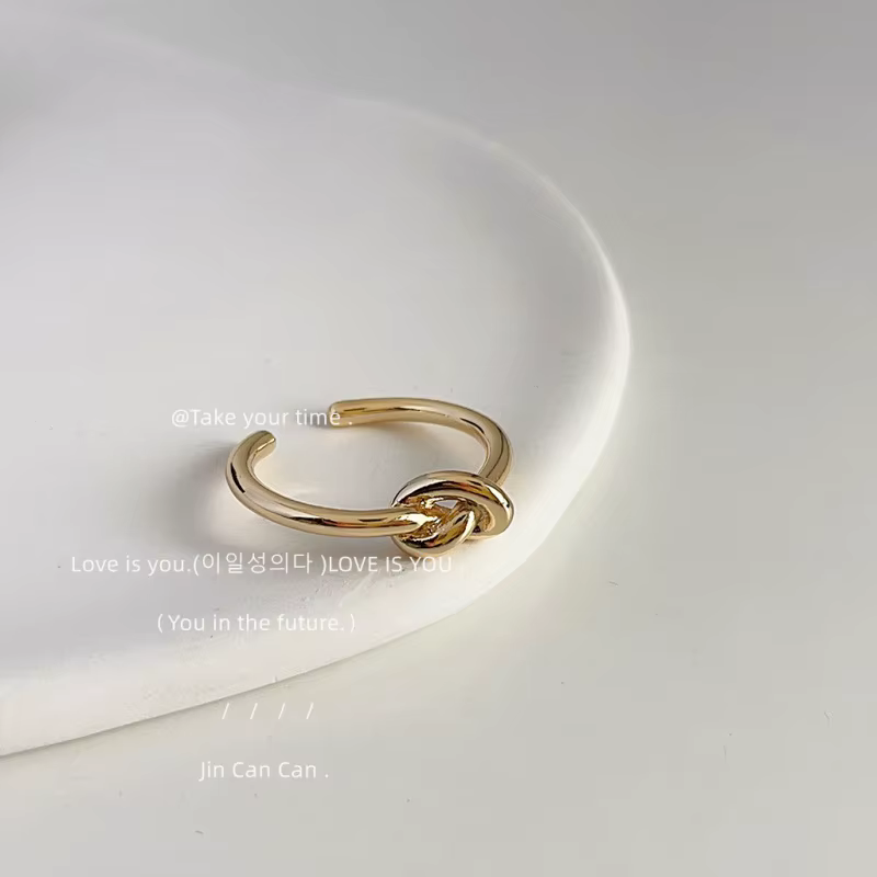Bague fine nouée couleur argent pour femme, Couple ouvert, tempérament Simple, accessoires de bijoux