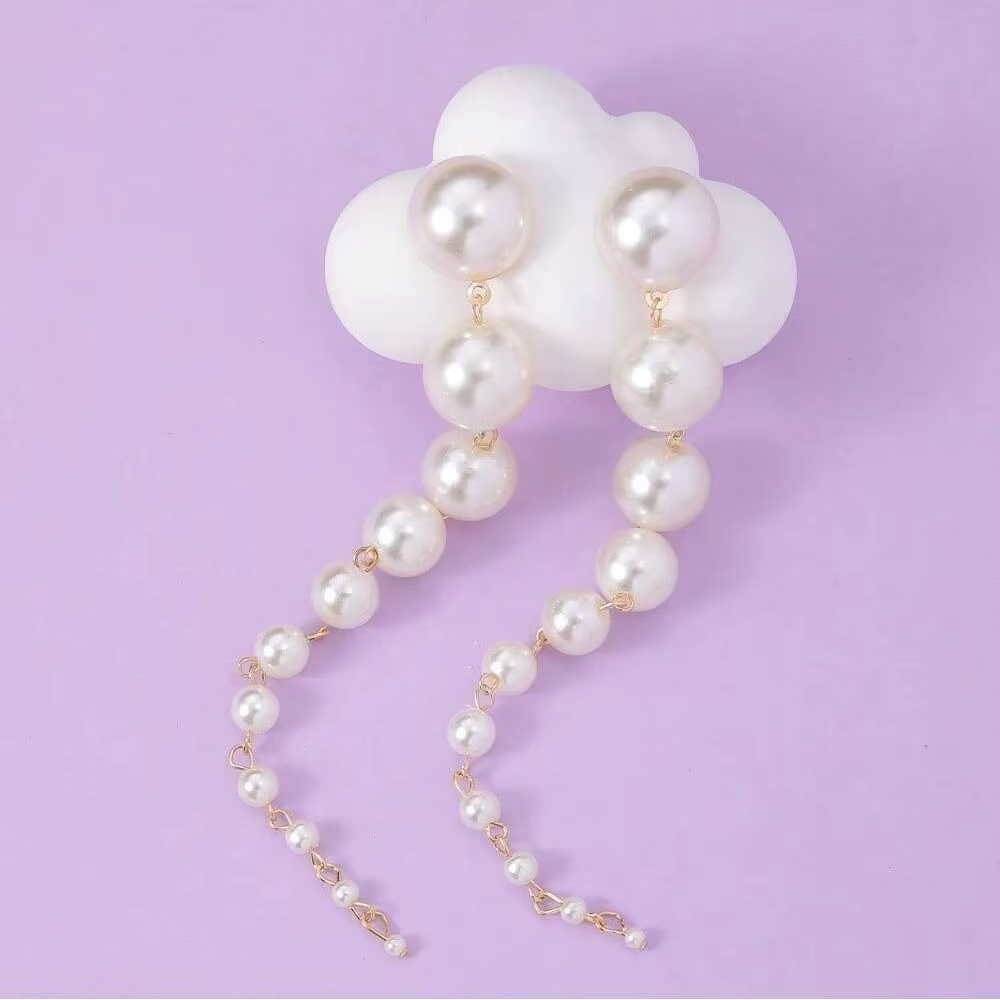 Boucles d'oreilles longues pendantes pour femmes, tendance 2024, élégantes, imitation perle, à pampi