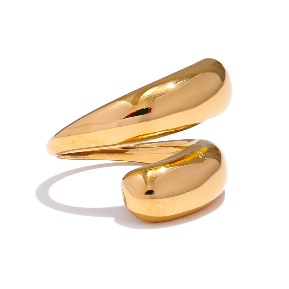 Yhpup Chic Unique en acier inoxydable bague inhabituelle résistant à l'eau 18K PVD plaqué Simple élé