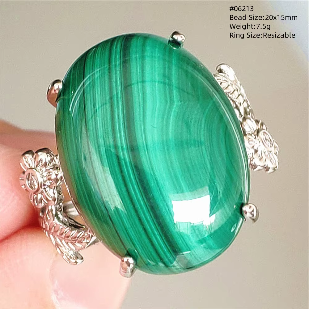 Bague en Malachite verte naturelle Chrysocolla, bijoux réglables pour femmes et hommes, en argent St