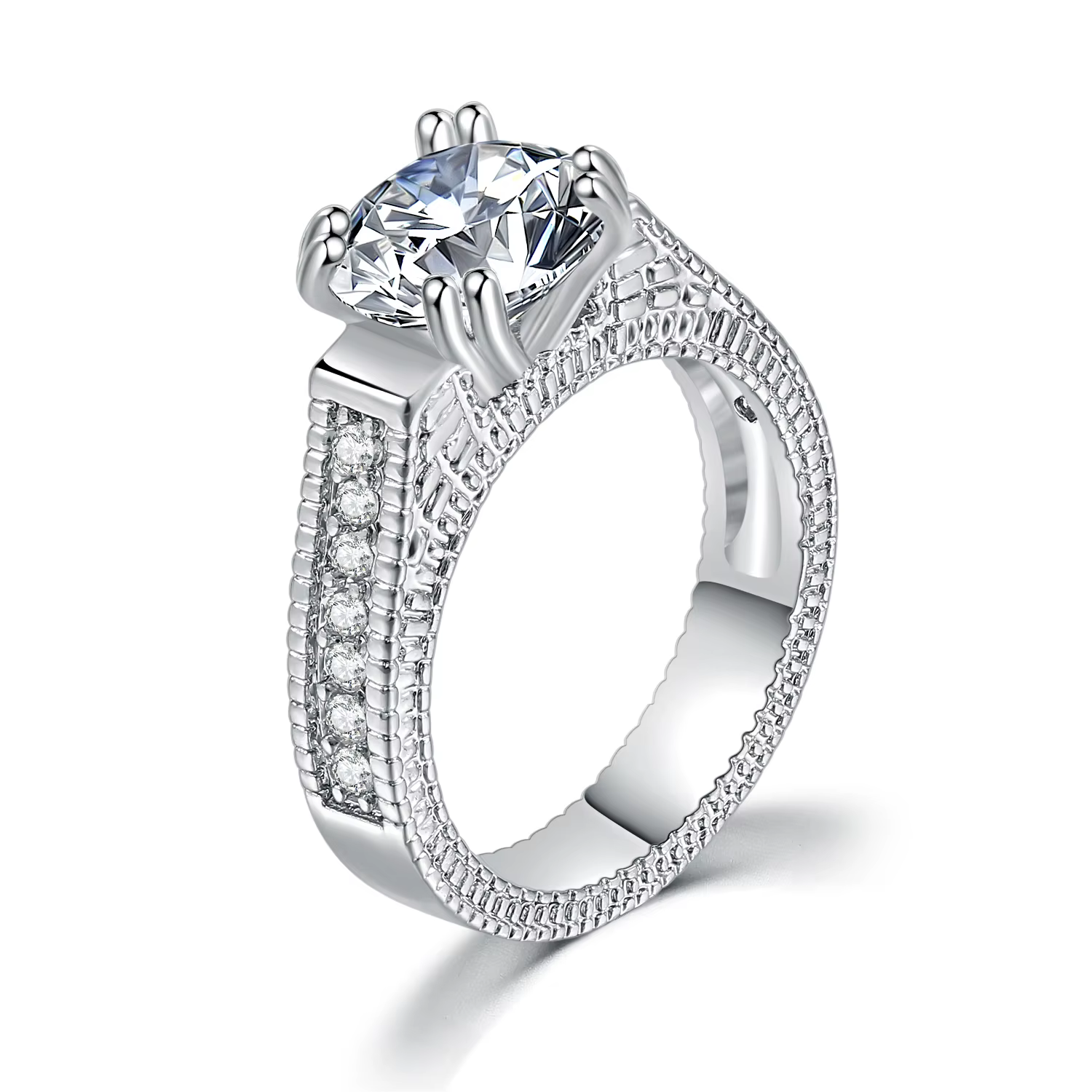 Bagues de mariage de luxe Style classique AAA +, zircone cubique couleur argent pour Couples amoureu