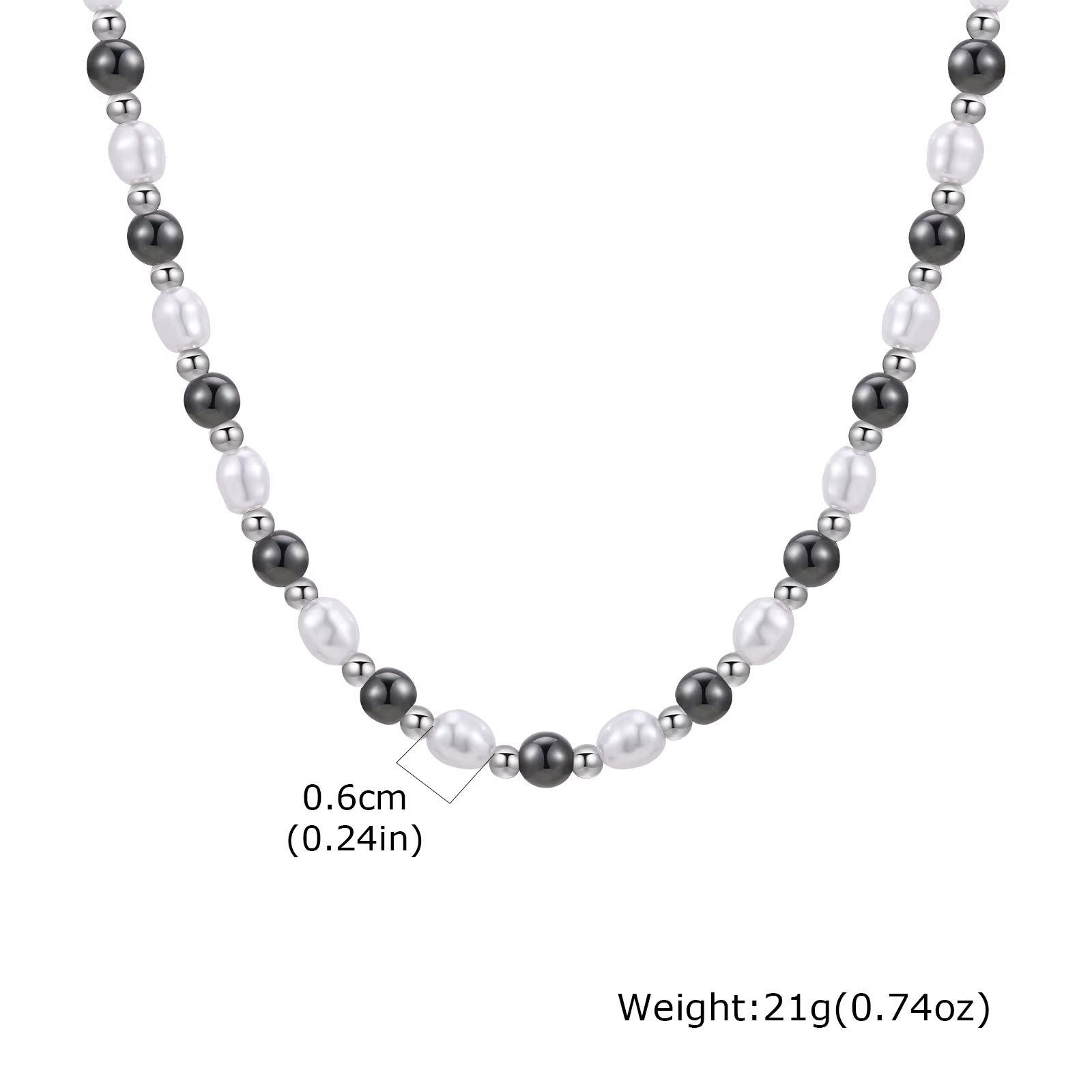 Collier de perles Hip Hop pour hommes et garçons, colliers de perles en acier inoxydable hématite na