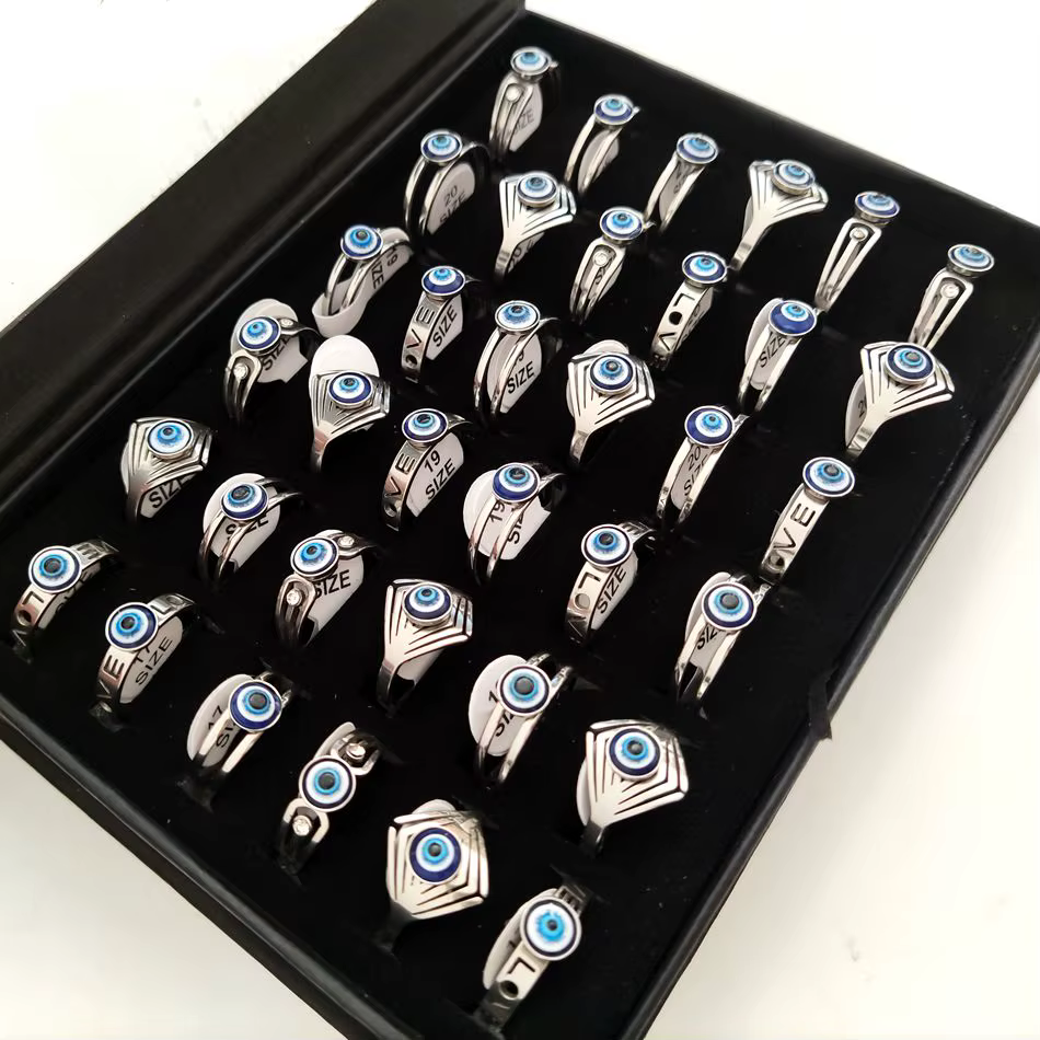 Anneau à œil bleu en acier inoxydable de Style Vintage, anneau rétro Punk pour femmes, cadeau pour a