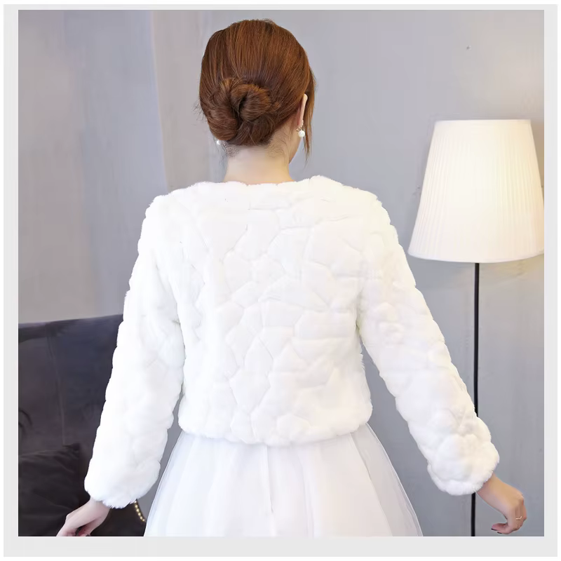 Robe de mariée châle hiver mariée cérémonie de mariage blanc épaissi chaud robe de demoiselle d'honn