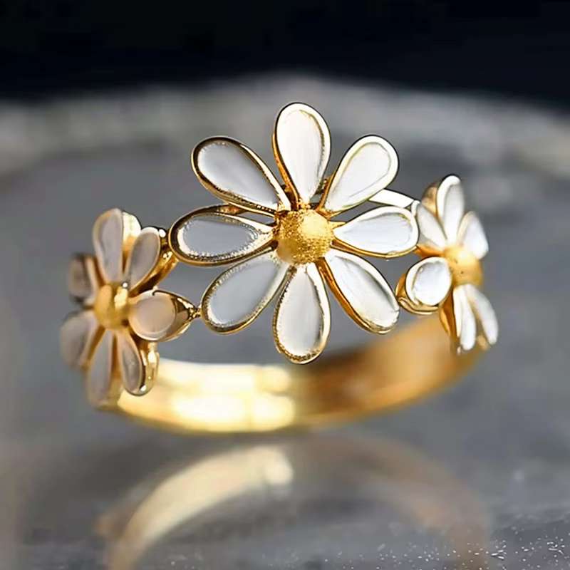 Huitan – bagues à fleurs délicates pour femmes, accessoires de doigt élégants et gracieux, bijoux de