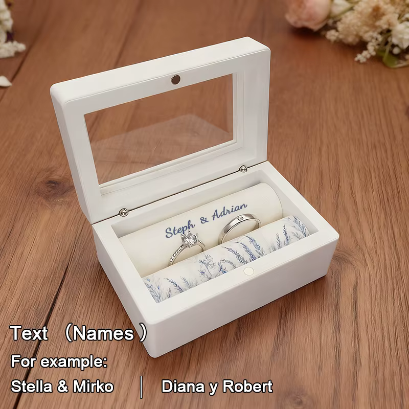 Support de boîte à bagues de mariage personnalisé, boîte à bagues de cérémonie de mariage personnali