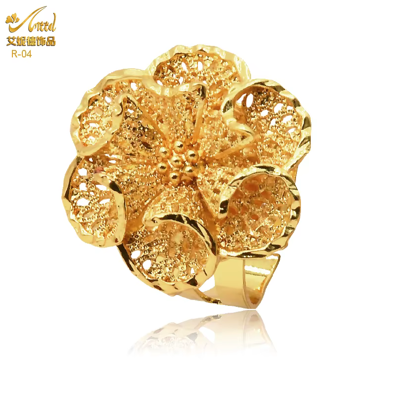 ANIID-Bague en or de Dubaï pour femme brésilienne, document en or 24 carats, mariée arabe, éthiopien