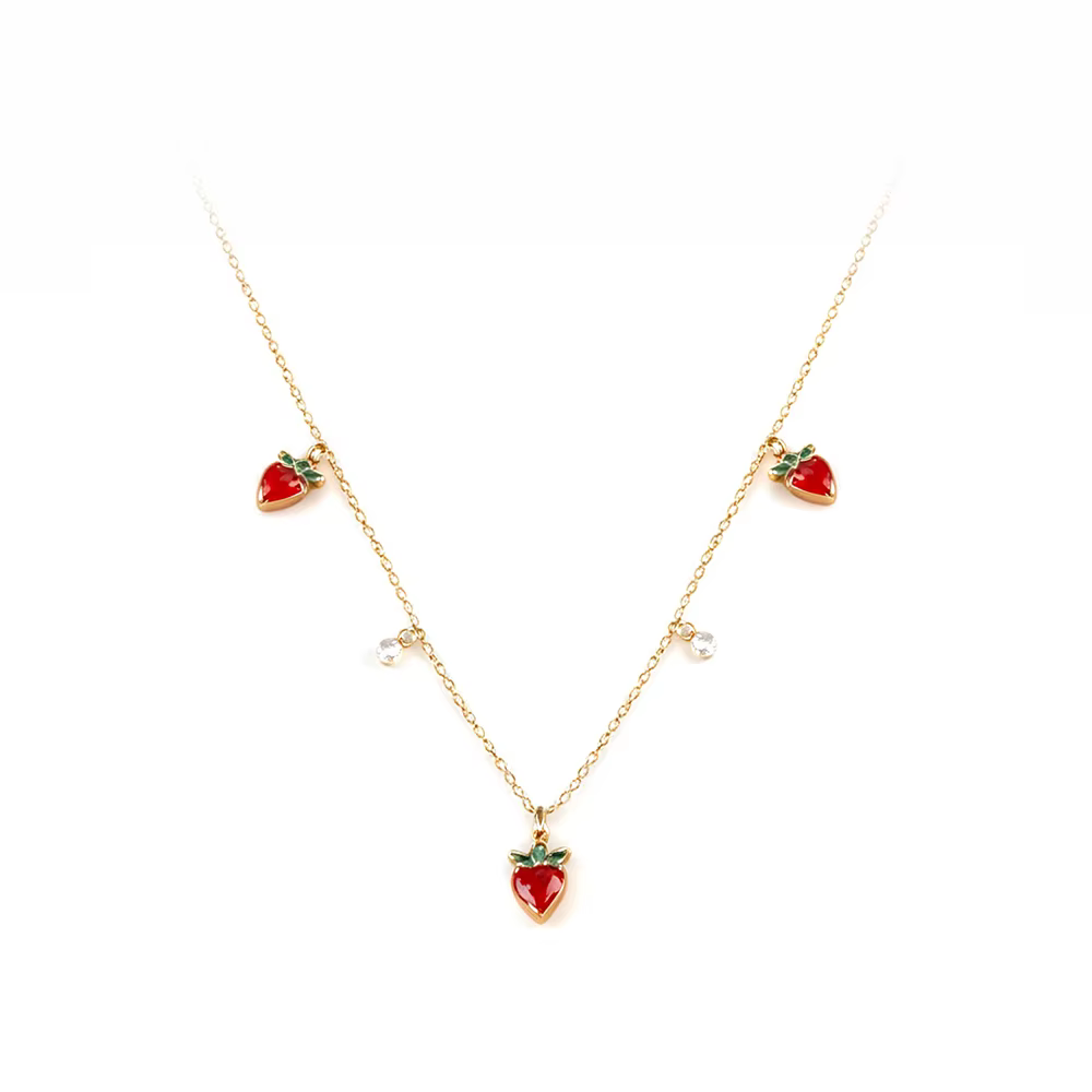 JeeMango – collier avec pendentif en cristal délicat, fruits, pomme, ananas, pour femmes, en acier i