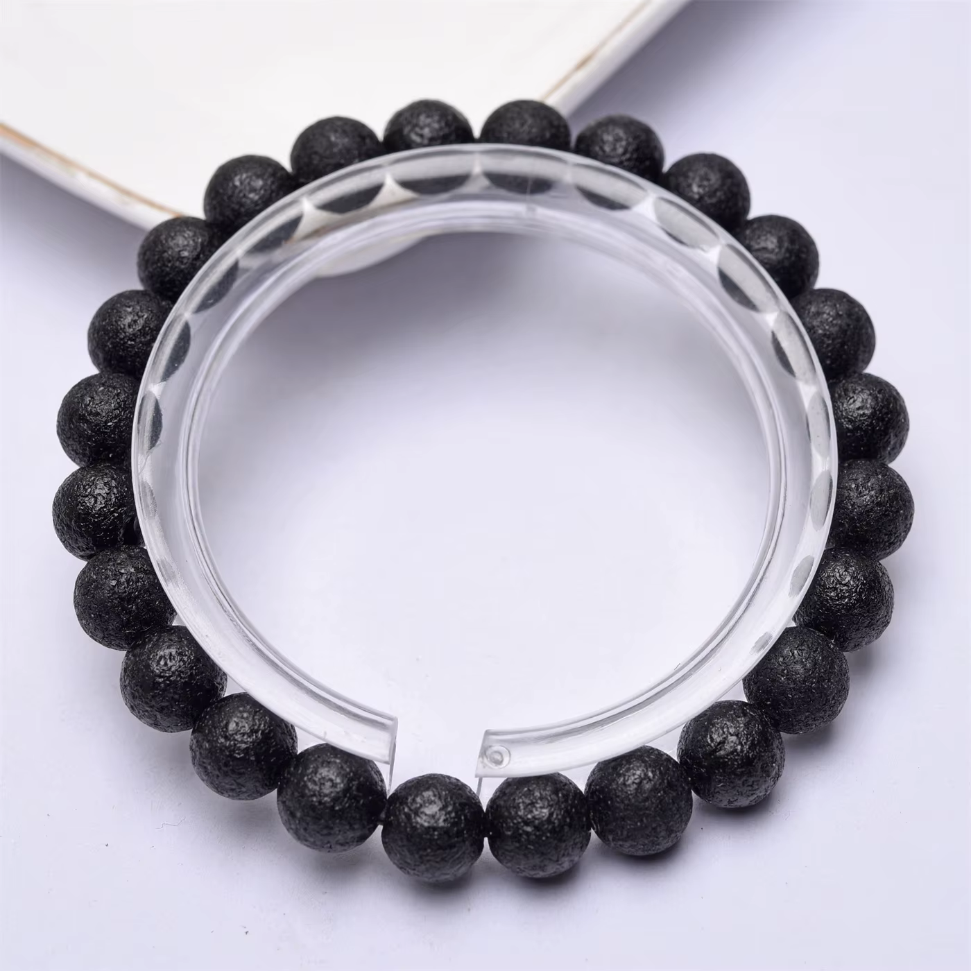 Bracelet en pierre précieuse météorite noire naturelle thaïlandaise, perles rondes en vrac pour la f