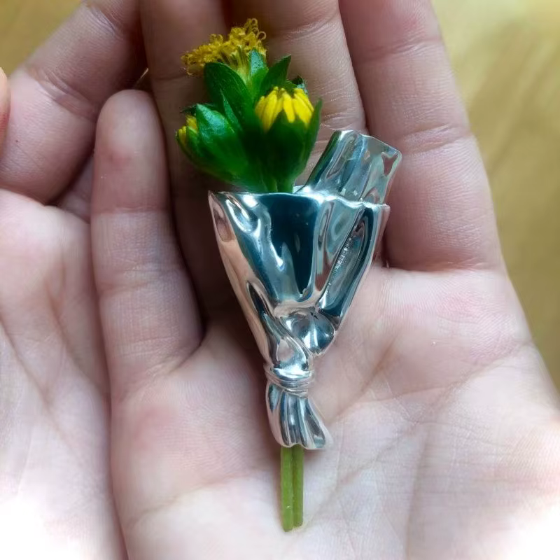 Broche Bouquet de Fleurs Portable, Épingle de Revers Florale DIY Gratuite, Bijou Créatif Amovible à 