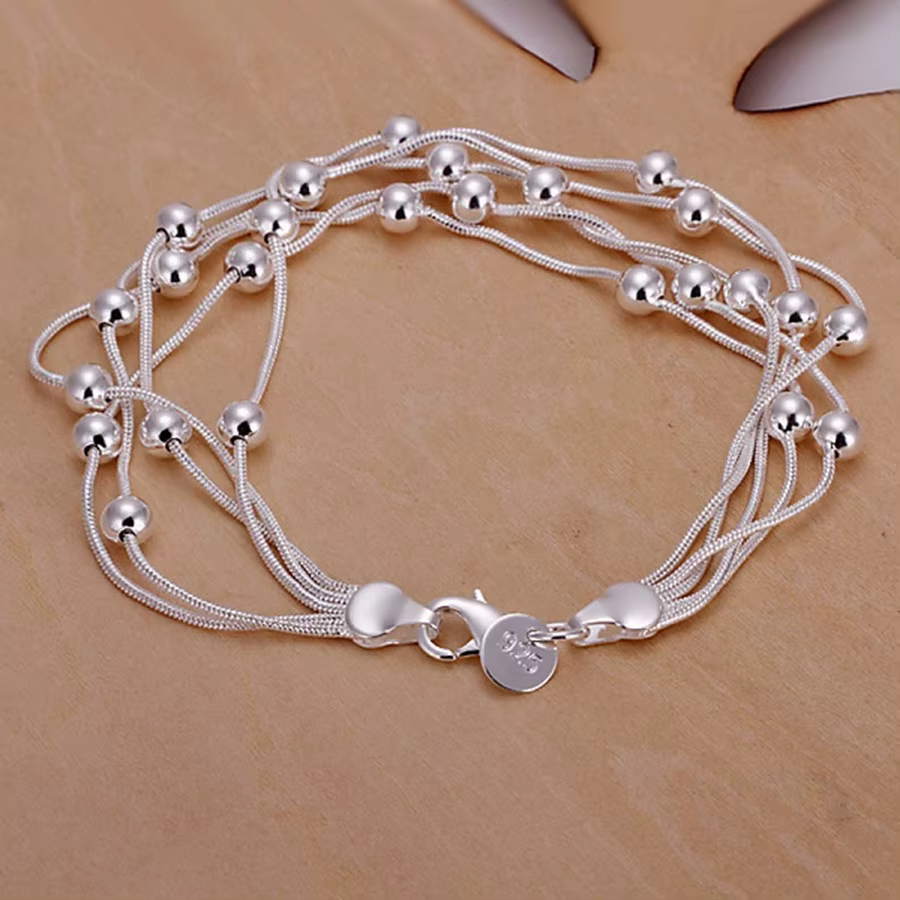 Bracelets en argent sterling 925 avec perles, bijoux à la mode, produit populaire, cadeaux pour femm