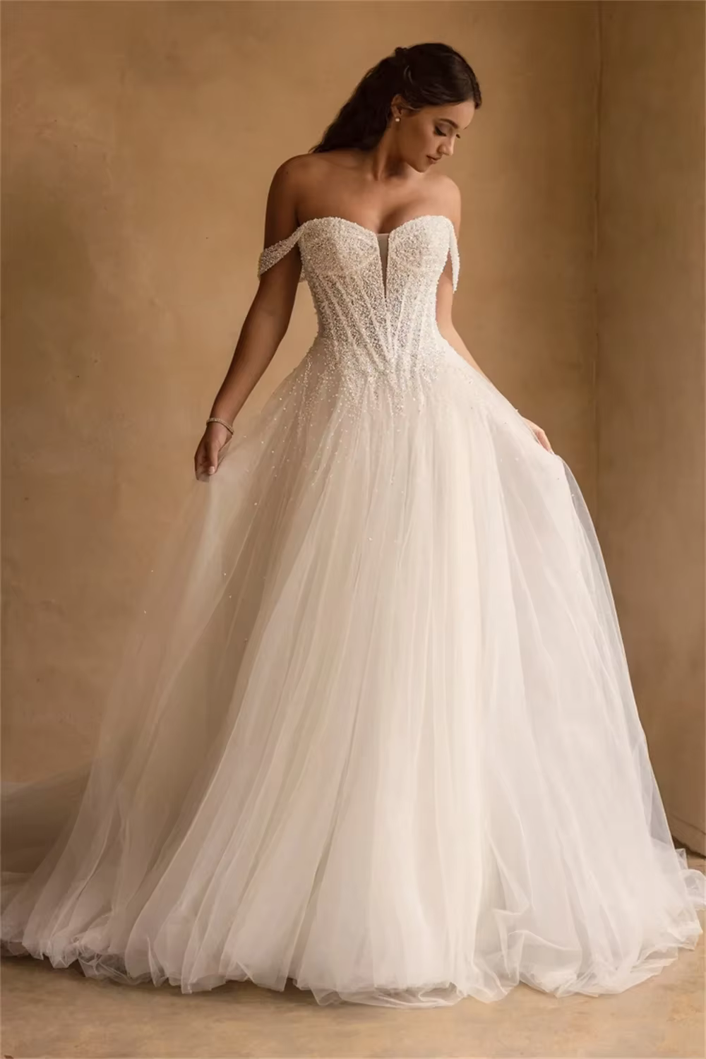 Brillant perlé paillettes chérie Tulle une ligne robes De mariée sur mesure mariée cultivée 2025 rob