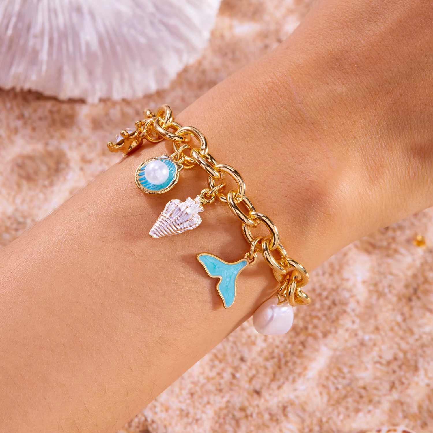 Bracelets à breloques en forme d'étoile de mer pour femmes, chaîne épaisse et délicate, Imitation de