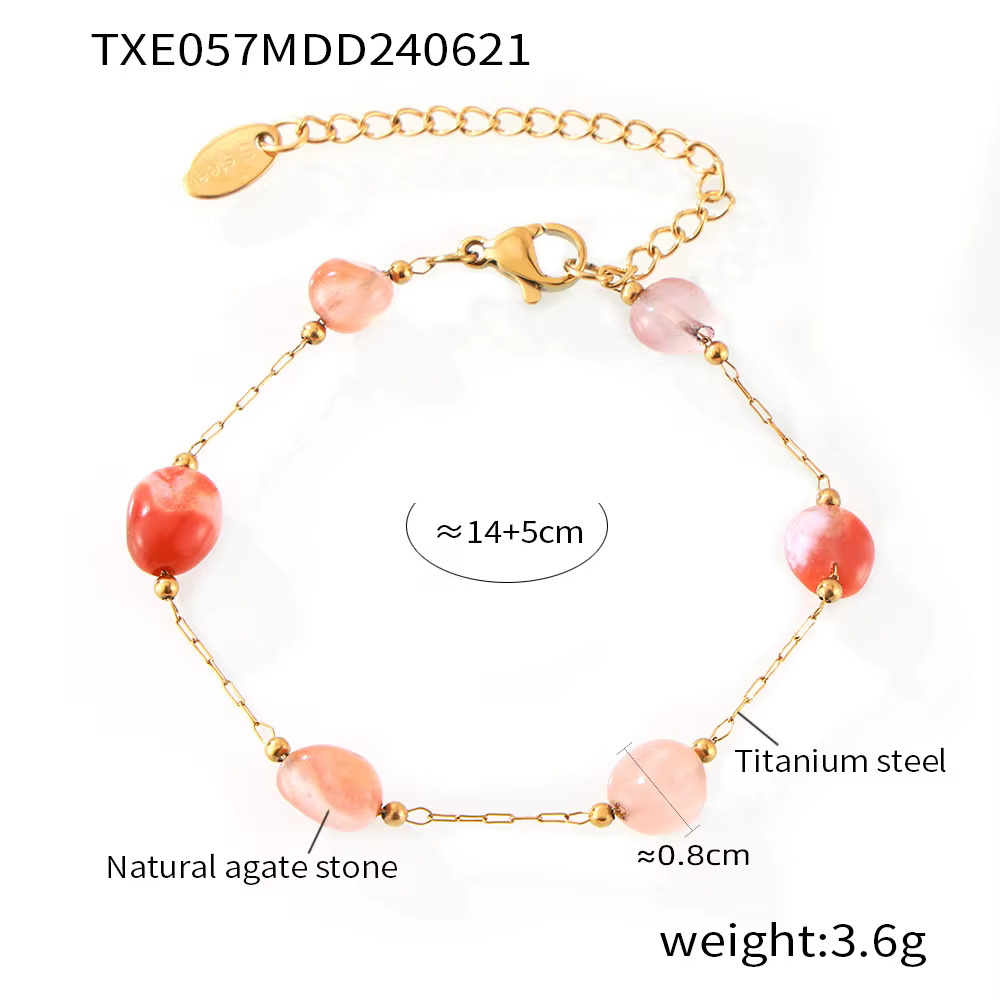 Ensemble de Bracelets et collier en acier inoxydable pour femmes, magnifiques pierres naturelles, te