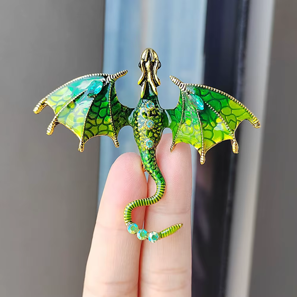 Broches Dragon en émail pour hommes et femmes, strass, Dragon volant, vêtements, costume, fête, bure