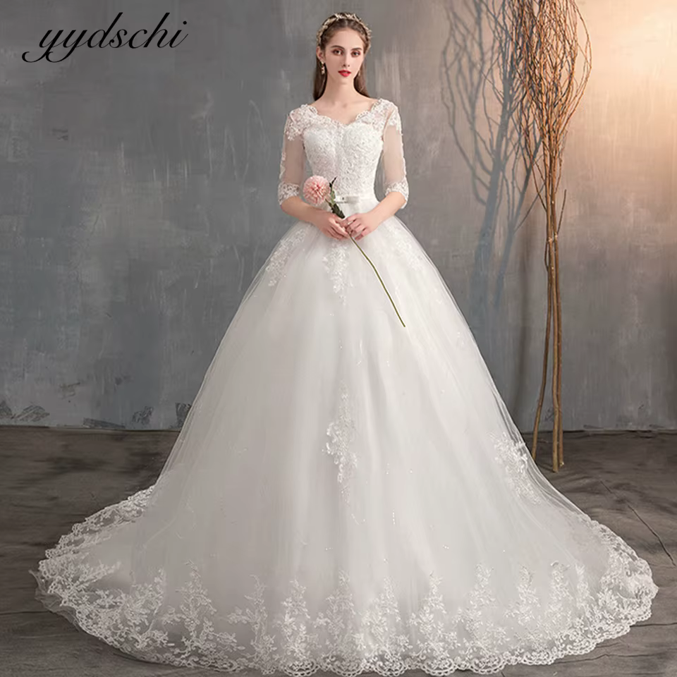 Robe de mariée 2026 pour femme, nouvelle collection de luxe, manches longues, col en V sexy, robe de