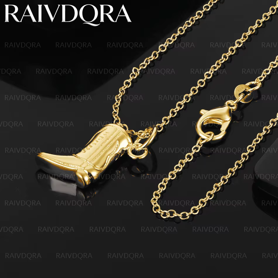 Collier pendentif botte plaqué or 18 carats pour femmes et hommes, cadeau d'anniversaire, bijoux rom