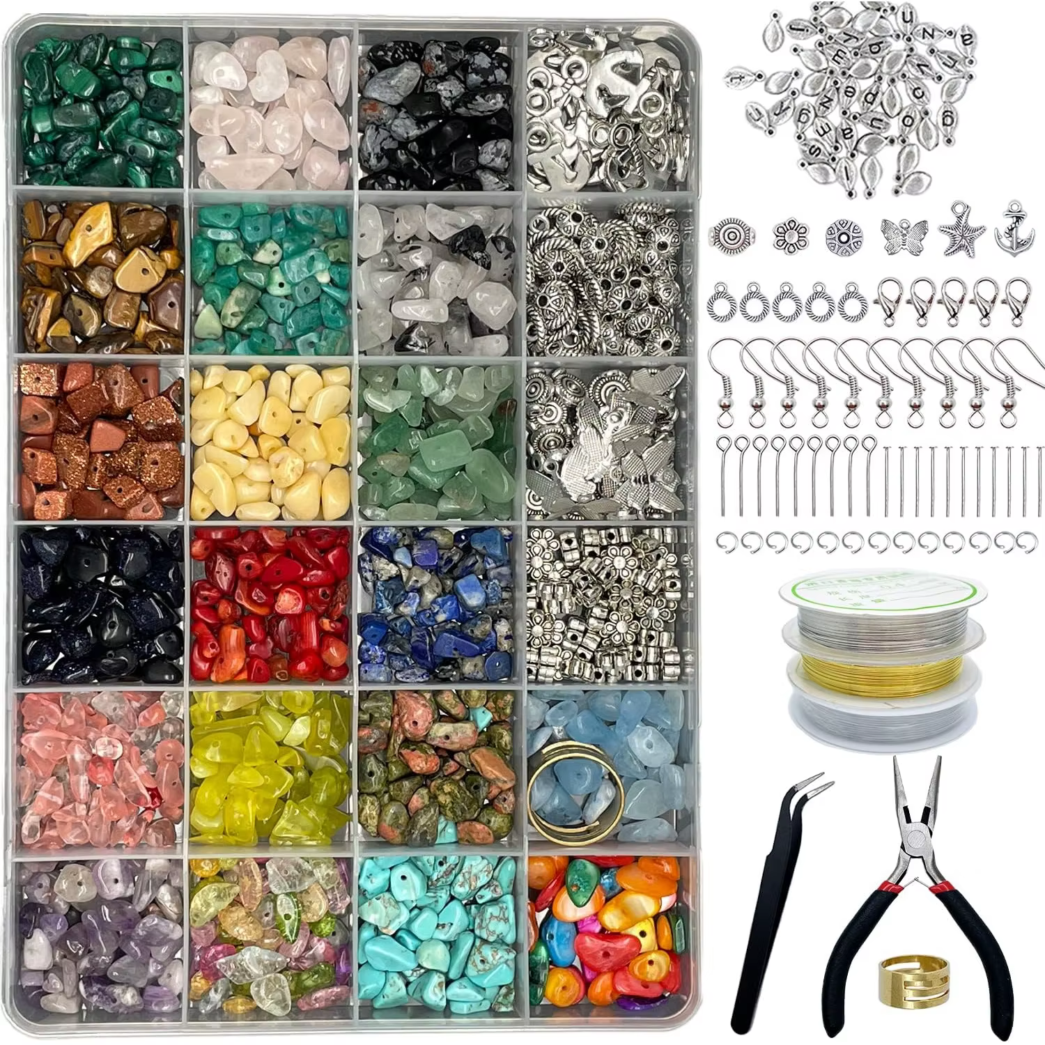 Kit de fabrication de bijoux, 1587 pièces, ensemble de fabrication de bracelets à breloques faits à 