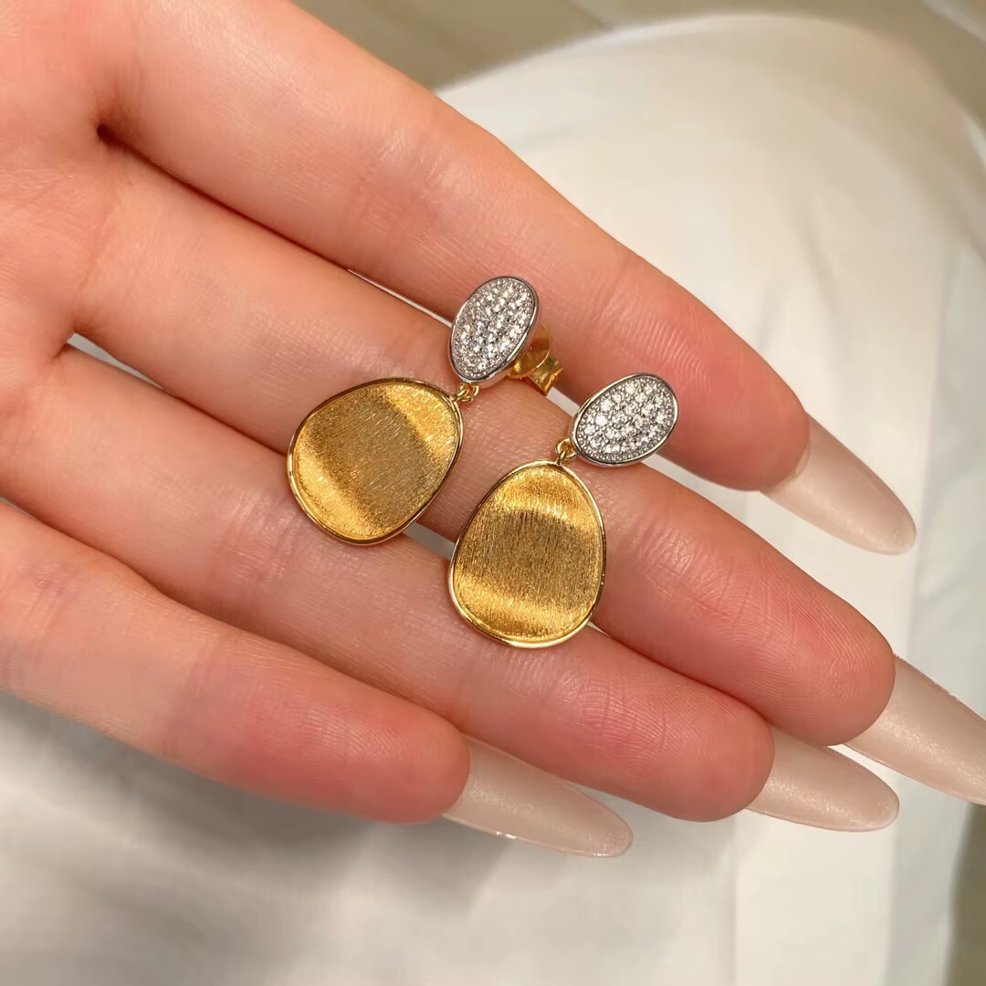 Boucles d'oreilles brossées incrustées de diamants ovales rétro pour femmes, boucles d'oreilles géom