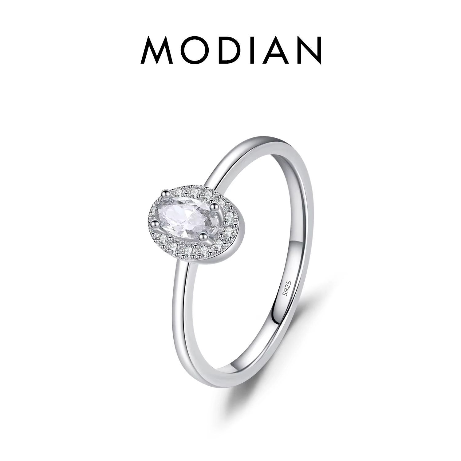 MODIAN réel 925 en argent Sterling classique élégant ovale arc-en-ciel coloré zircone bague pour les