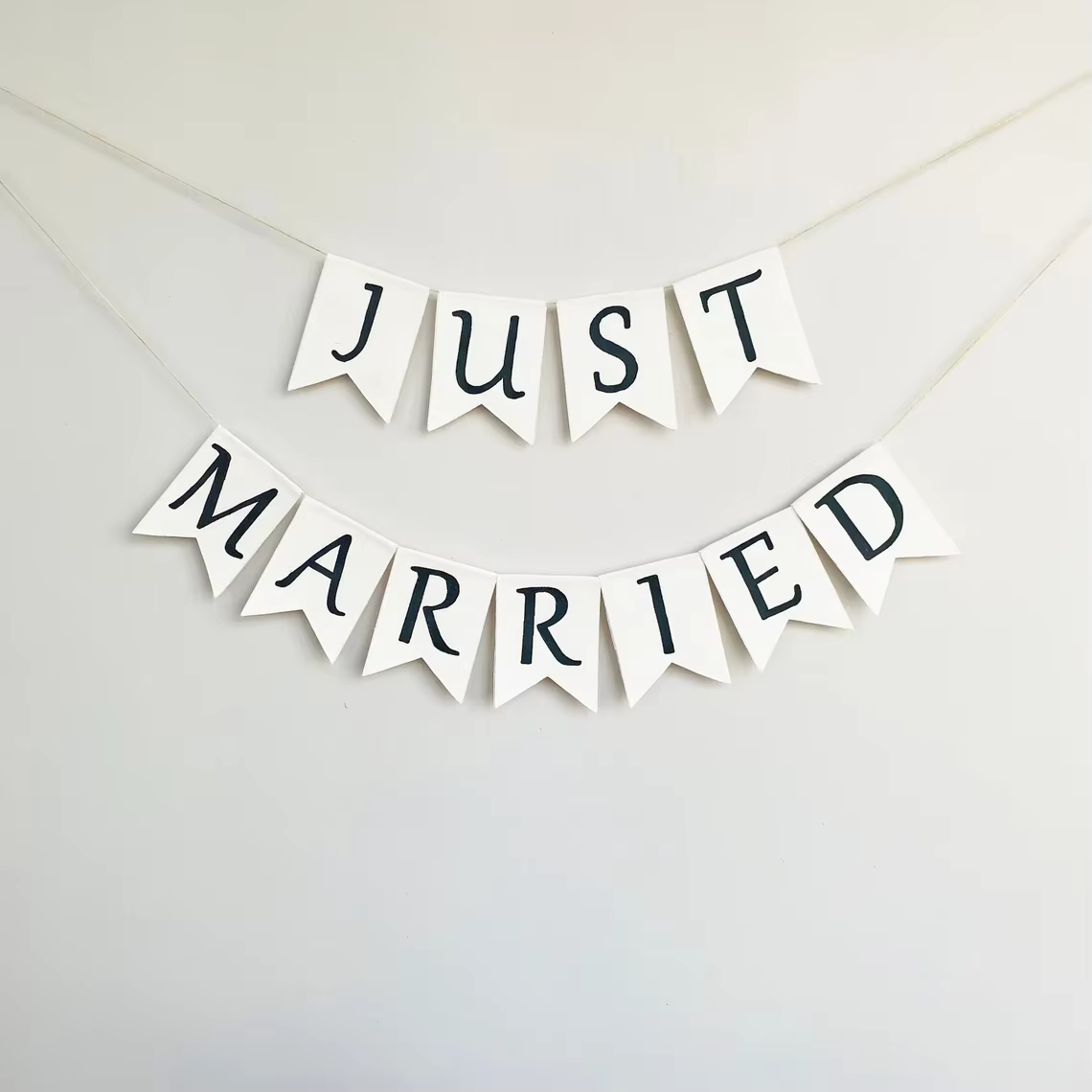Bannière en papier « Just Married » pour décoration de table de mariage rustique, douche nuptiale, t