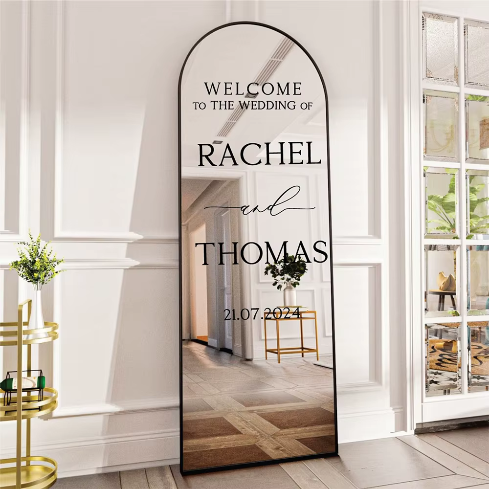 Autocollants de signe de miroir de mariage personnalisés, décor de bienvenue au mariage, décalcomani
