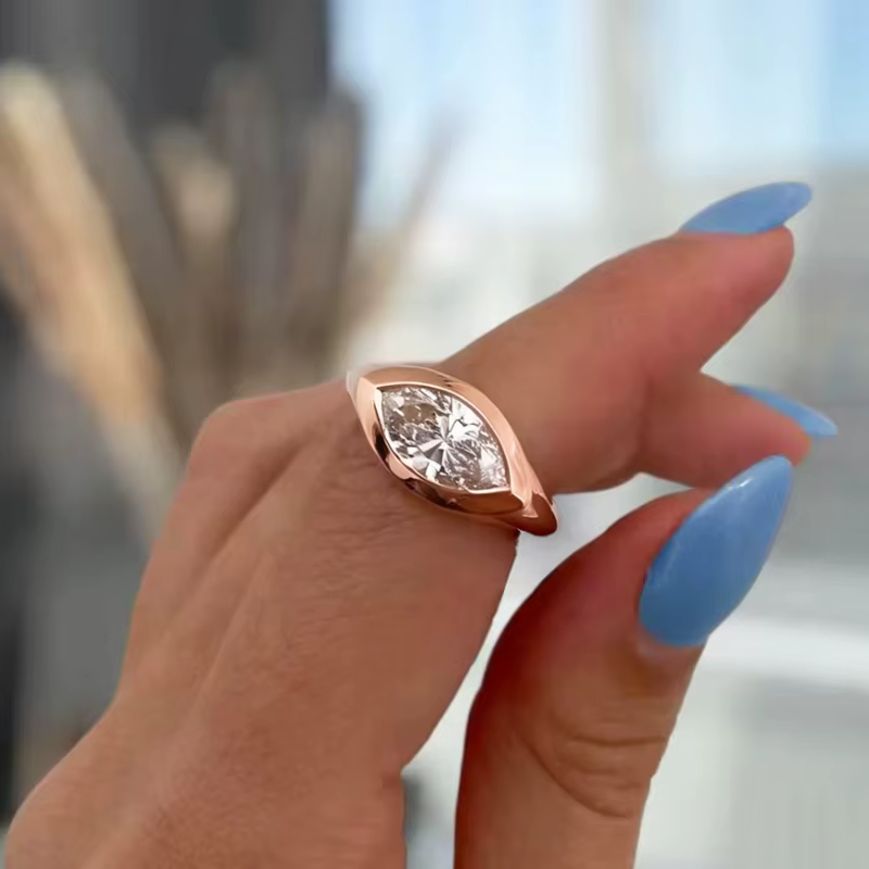 Nouvelle bague pour femme 2026 - Or champagne, bijoux en moissanite scintillante, cadeau d'anniversa