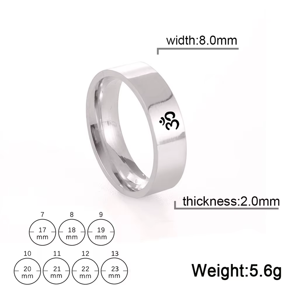 Bouddhisme hindou Yoga Om symbole anneaux pour femmes surnaturel Talisman acier inoxydable amulette