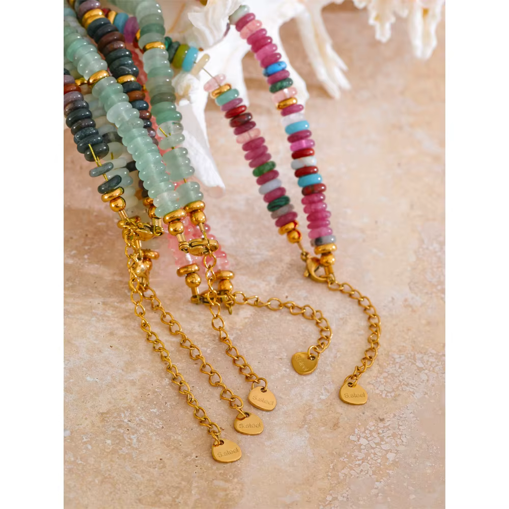 Yhpup – collier de perles en pierre naturelle colorée, fait à la main, chaîne Y2K, à la mode, en aci