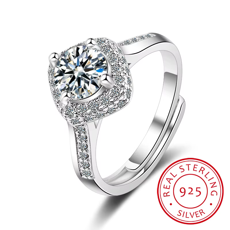 Promise-Bague en argent regardé 925 pour femme, bague de mariage classique, bijoux en zircone cubiqu