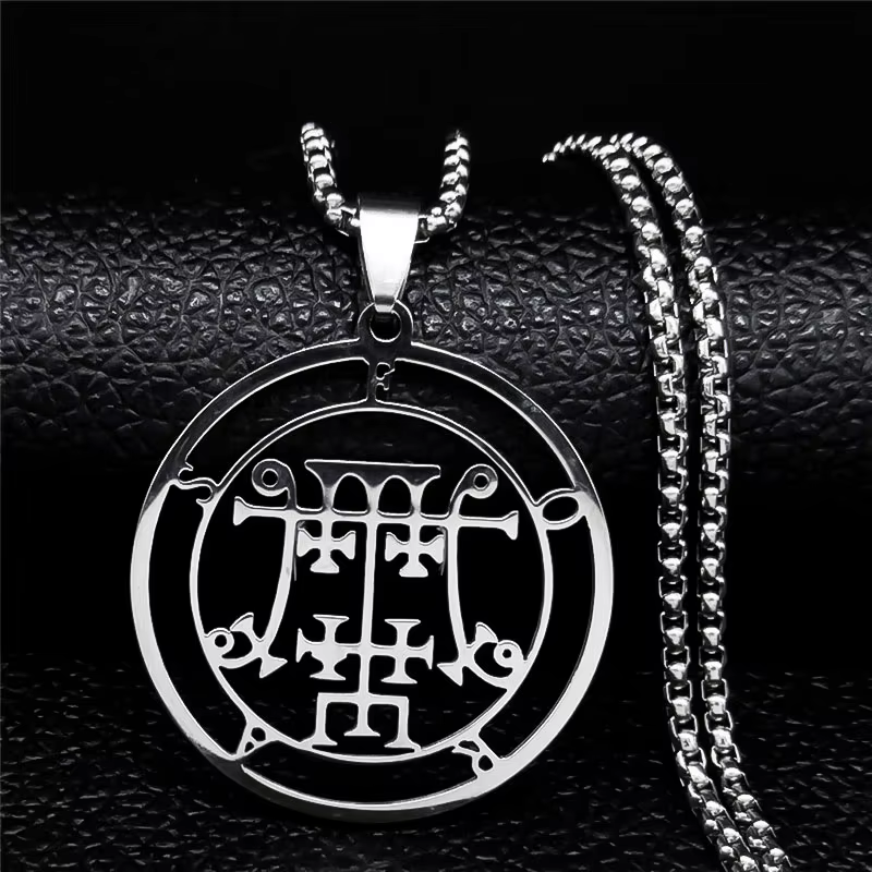 Collier en acier inoxydable Astaroth Sigil Goetia pour femme, sceau de démon de camouflage, collier 