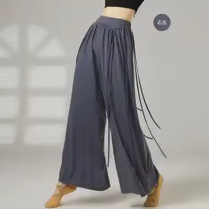 Pantalon de danse fluide à jambes larges pour femmes, avec design à bretelles, pantalon ample pour l