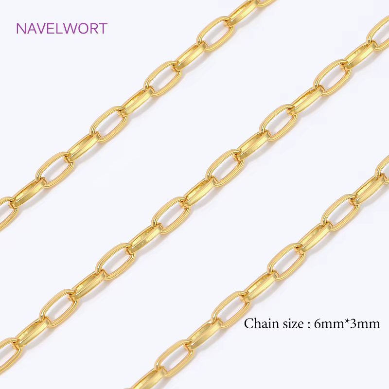 Chaîne à maillons en laiton plaqué or 18 carats pour la fabrication de bijoux, chaînes en vrac sur b