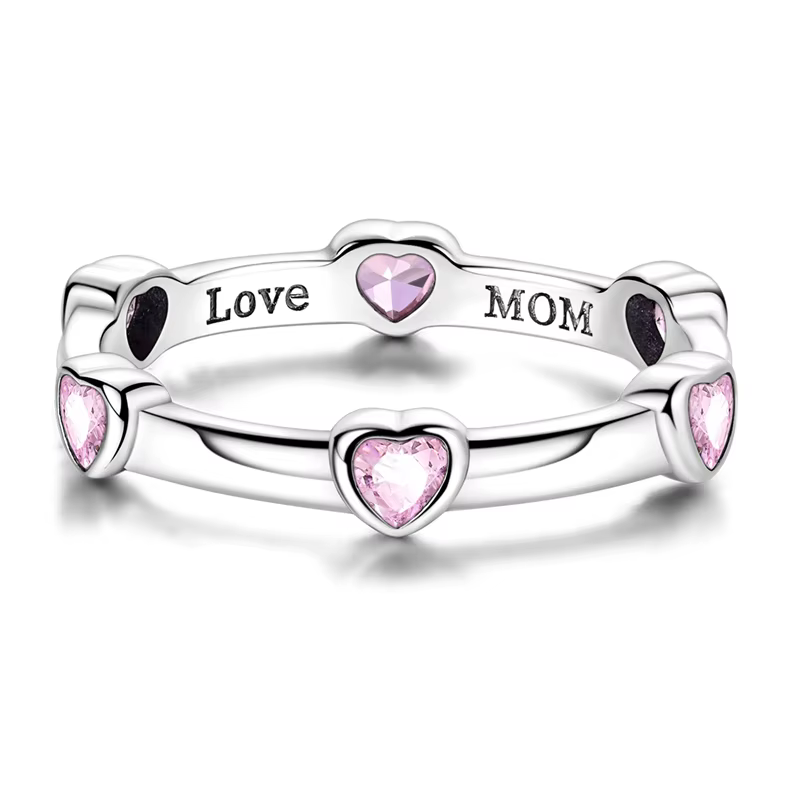 Bague originale en argent Sterling 925 avec cœur rose scintillant, bijoux pour femmes et filles, cad