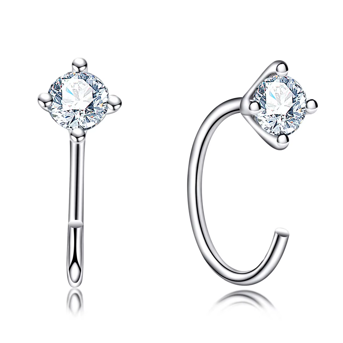 AnuJewel 4mm D couleur Moissanites classique boucles d'oreilles pour femmes 925 bijoux en argent Ste