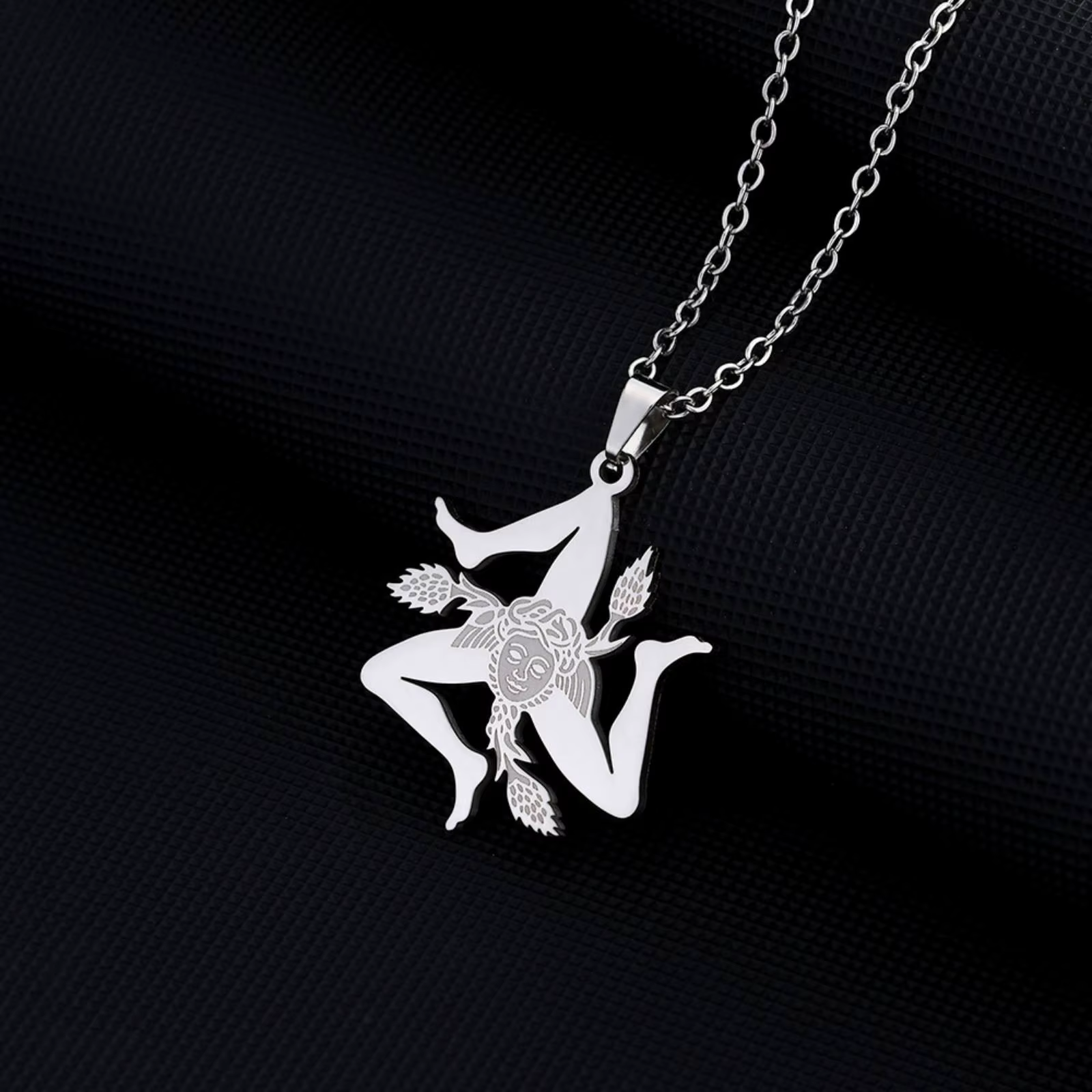 Collier pendentif drapeau sicilien d'italie, bijoux en acier inoxydable, cadeaux pour femmes et homm