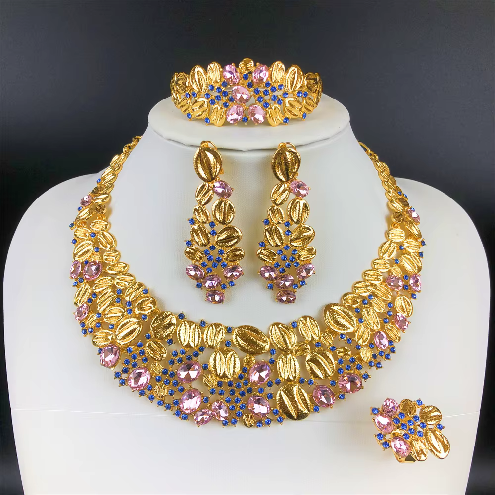 ESALE – ensemble de bijoux Vintage en opale pour femmes, Design de luxe, collier, boucles d'oreilles