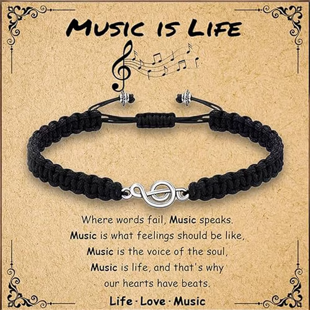 Cadeaux musicaux pour femmes et hommes, bracelet noir, cadeaux d'appréciation pour professeur de mus