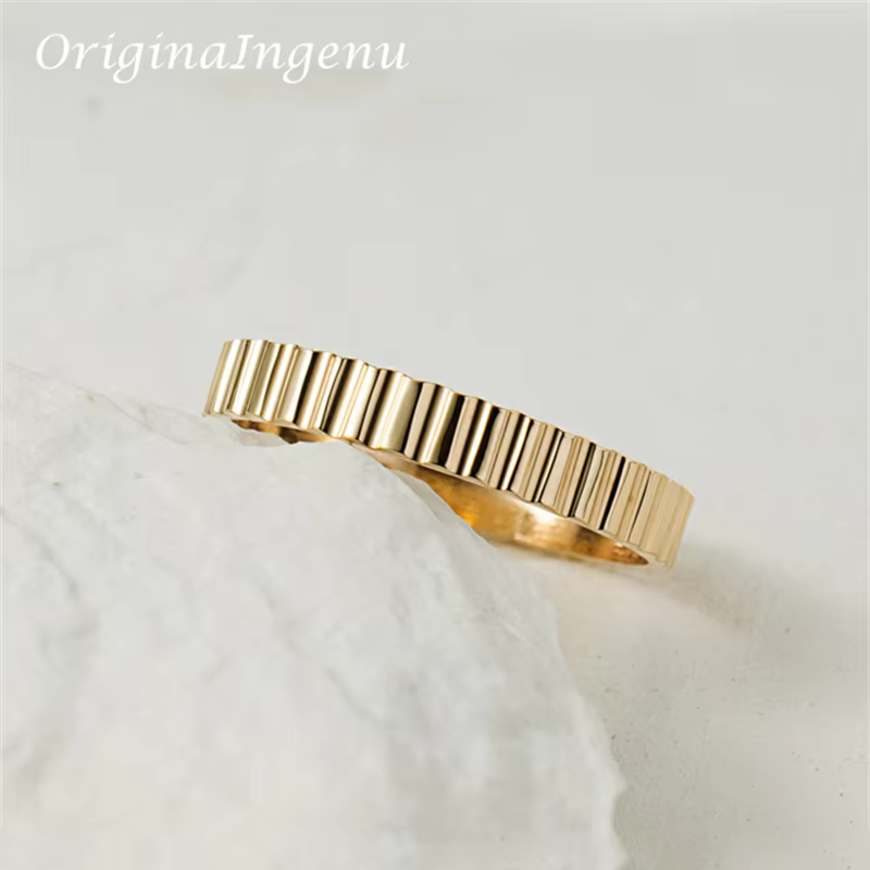 Bague de bande optique remplie d'or 14 carats, faite à la main, minimaliste, bijoux délicats, bague 