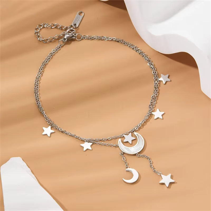 Acier inoxydable 2025 nouveaux bijoux de mode été plage Style coquillages étoiles lune charme perles