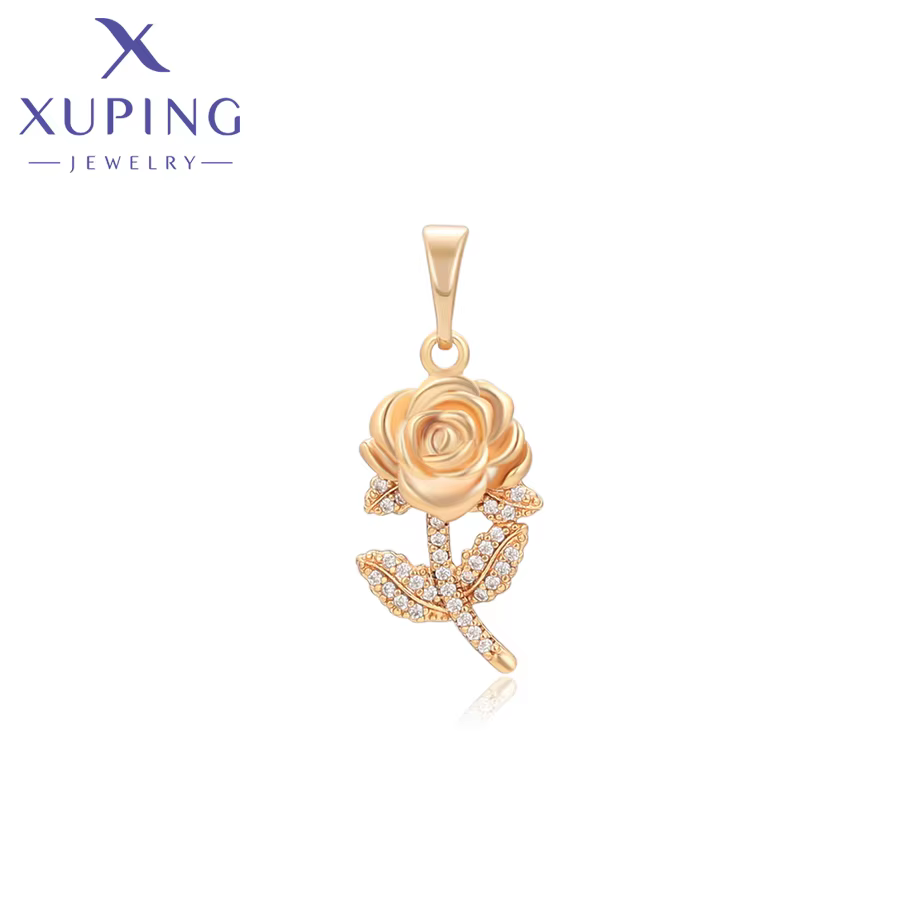 Xuping bijoux nouveau charme Rose fleur pendentif collier de couleur or bijoux femmes filles cadeau 