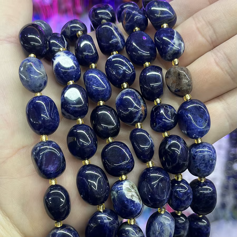 Pierre Sodalite naturelle, Quartz fumé Conformal, ample, pour la fabrication de bijoux, collier et B
