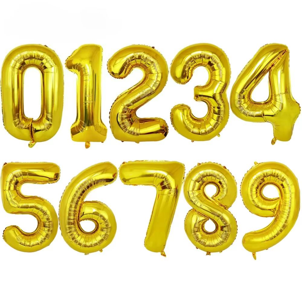 Ballons Chiffres Dorés Géants de 40 Pouces (0-9) pour Anniversaires, Mariages, Fêtes et Décorations 