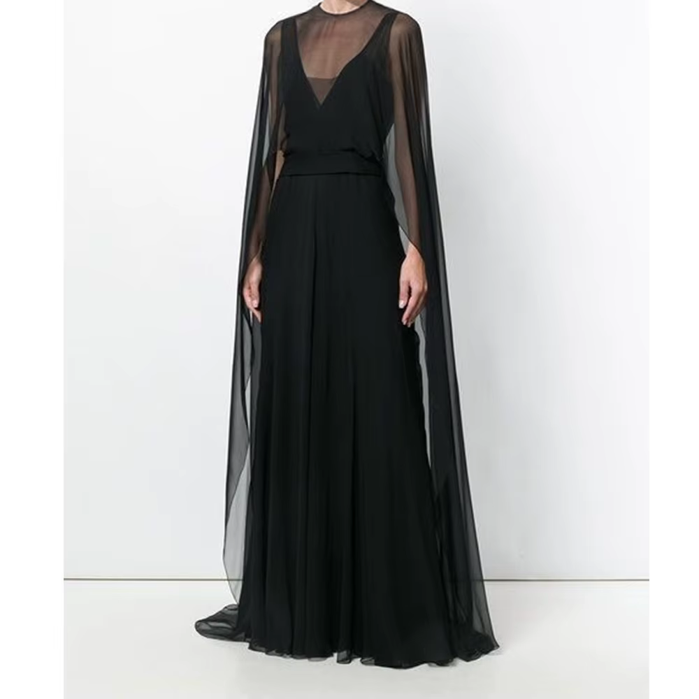 Cape en mousseline de soie pour femmes, Vintage, maille transparente, châle, asymétrique, fluide, po