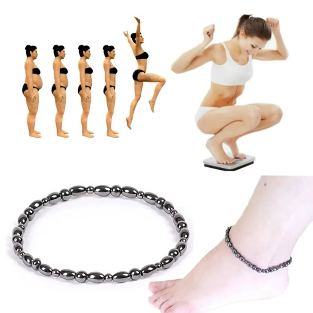 Bracelet de cheville magnétique efficace pour perte de poids, pierre biliaire noire, hématite stimul