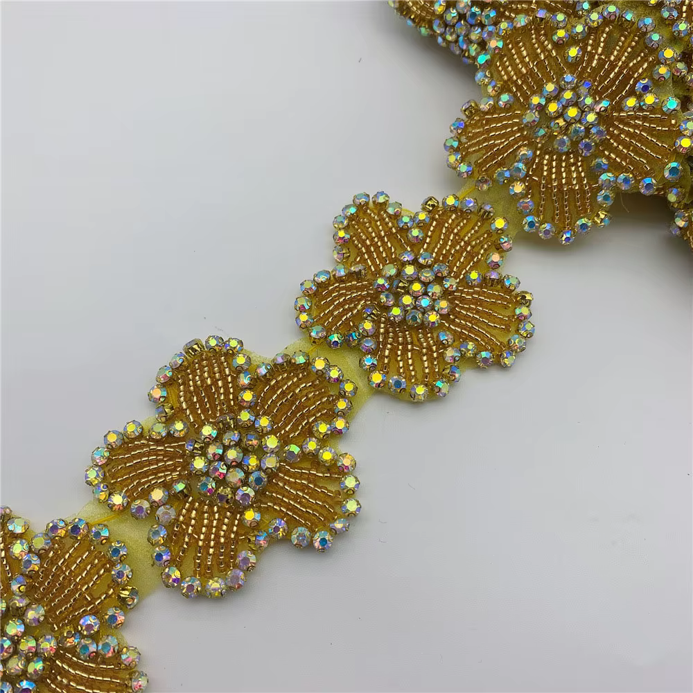 Décoration de robe de mariée 1 Yard, applique en strass, matériel de coiffure de mariée, accessoires